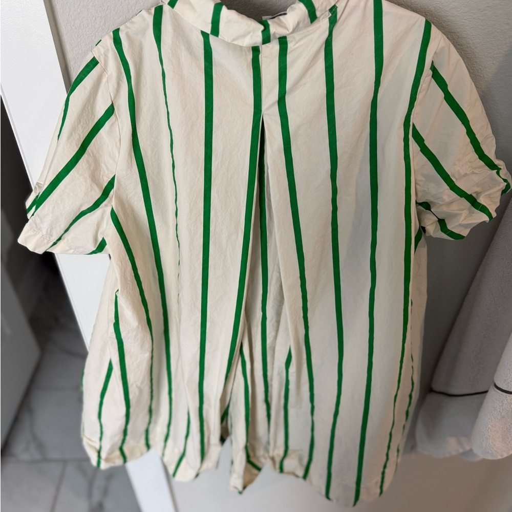 English Factory Cream and Green Striped Dress - Picture 6 of 6